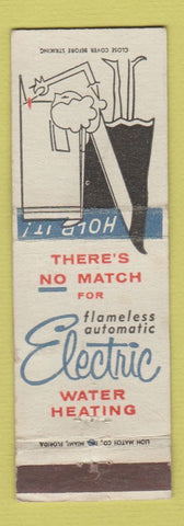 Matchbook Cover - Electric Water Heating WEAR