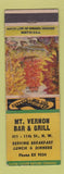 Matchbook Cover - Mount Vernon Bar and Grill