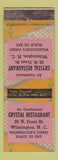 Matchbook Cover - Crystal Restaurant Wilmington NC WEAR