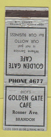 Matchbook Cover - Golden Gate Cafe Brandon MB WEAR