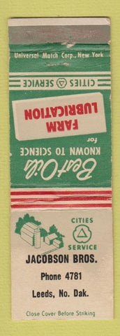 Matchbook Cover - Cities oil gas Jacobson Bros Leeds ND WEAR