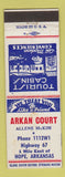 Matchbook Cover - Arkan Court Motel Hope AR