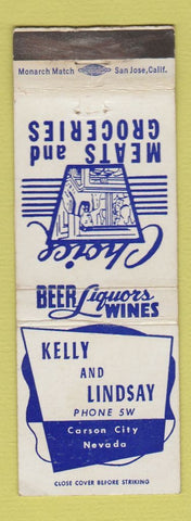 Matchbook Cover - Kelly and Lindsay Grocery Carson City NV