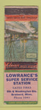 Matchbook Cover - Lowrance's oil gas Gates Tires Brainerd MN WORN