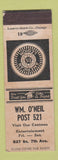 Matchbook Cover - American Legion Post 521 SAMPLE WEAR