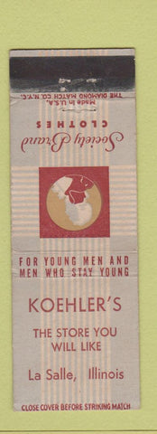 Matchbook Cover - Society Brand Men's Clothes Koehler's La Salle IL