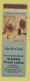 Matchbook Cover - Sierra Trout Lakes Pico CA