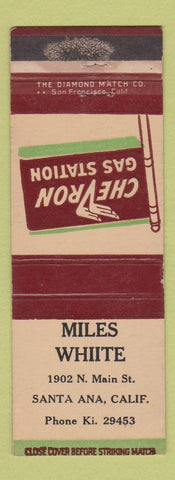 Matchbook Cover - Chevron oil gas Miles White Santa Ana CA WEAR