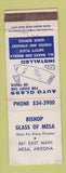 Matchbook Cover - Bishop Glass of Mesa AZ auto glass WEAR
