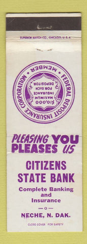 Matchbook Cover - Citizens State Bank Neche ND WEAR