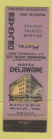 Matchbook Cover - Hotel Delaware Muncie IN