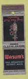 Matchbook Cover - Wasum's Restaurant Detroit MI