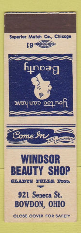 Matchbook Cover - Windsor Beauty Shop Bowdon OH SAMPLE