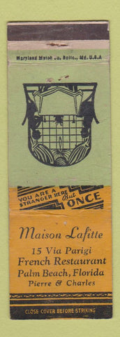 Matchbook Cover - Maison Lafitte Palm Beach FL French WEAR