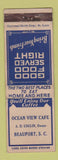 Matchbook Cover - Ocean View Cafe Beaufort SC WEAR