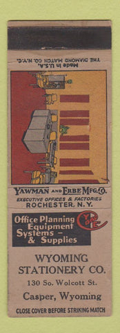 Matchbook Cover - Wyoming Stationery Supply Yawman Office Furniture Casper WY