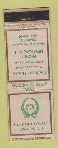 Matchbook Cover - Cochran House Newton NJ WEAR
