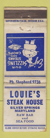 Matchbook Cover - Louie's Steak House Silver Springs Spring? MD WRON