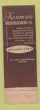 Matchbook Cover - Kenmore Fredericksburg VA Betty Washington
