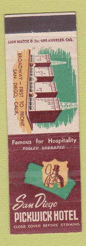Matchbook Cover - San Diego Pickwick Hotel CA