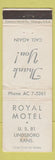Matchbook Cover - Royal Motel Lindsborg KS WEAR