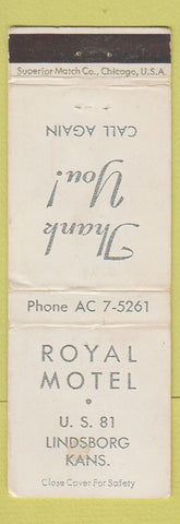 Matchbook Cover - Royal Motel Lindsborg KS WEAR