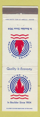 Matchbook Cover - City Plumbing and Heating Boulder Colorado WEAR