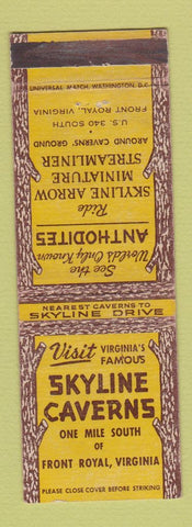Matchbook Cover - Skyline Caverns Front Royal VA