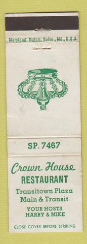 Matchbook Cover - Crown House Restaurant WORN