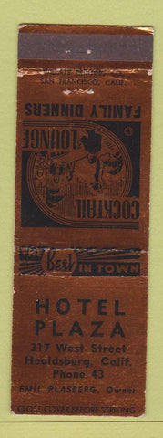 Matchbook Cover - Hotel Plaza Healdsburg CA