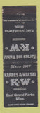 Matchbook Cover - Karnes & Walski East Grand Forks MN WORN #1
