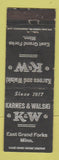 Matchbook Cover - Karnes & Walski East Grand Forks MN WEAR #2