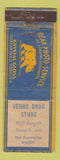 Matchbook Cover - Verns Drug Store Bear Photo Service WORN