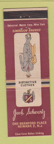 Matchbook Cover - Jack Schwartz Men's Clothes Newark NJ
