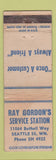Matchbook Cover - Ray Gordon's Service oil gas Seattle WA WORN