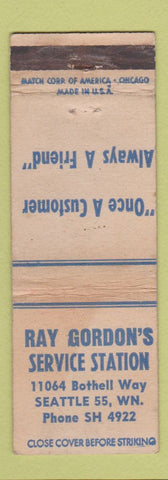 Matchbook Cover - Ray Gordon's Service oil gas Seattle WA WORN