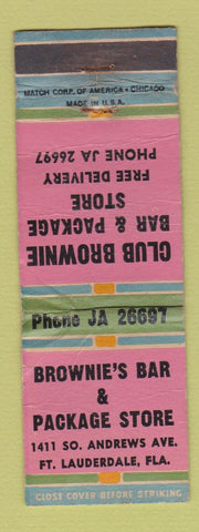 Matchbook Cover - Brownie's Bar Package Liquor Fort Lauderdale FL POOR