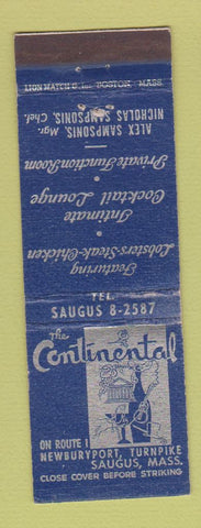 Matchbook Cover - The Continental Saugus MA