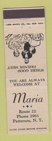 Matchbook Cover - Maria Restaurant Patterson NJ