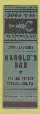 Matchbook Cover - Harold's Bar Pittsburgh PA