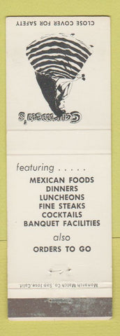 Matchbook Cover - Carmen's Mexican Food Modesto Stockton CA WEAR