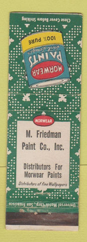 Matchbook Cover - Morwear Paint M Friedman Oakland Alameda CA