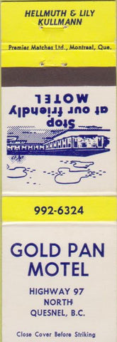 Matchbook Cover - Gold Pan Motel Quensel BC