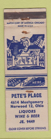 Matchbook Cover - Pete's Place Norwood OH WEAR