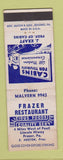 Matchbook Cover - Frazer Restaurant PA motel