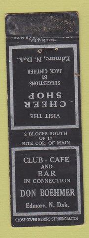 Matchbook Cover - Club Cafe and Bar Don Boehmer Edmore ND WORN