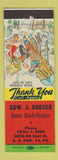 Matchbook Cover - Edw Roeser Beer Distributor Pittsburgh PA hillbilly