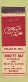 Matchbook Cover - Lobster Bay Restaurant Chicago IL WORN