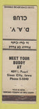 Matchbook Cover - DAV Club Sioux City IA WORN