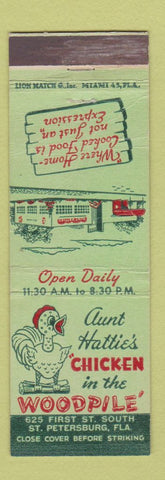 Matchbook Cover - Aunt Hattie's Chicken in the Woodpile St Petersburg FL WEAR